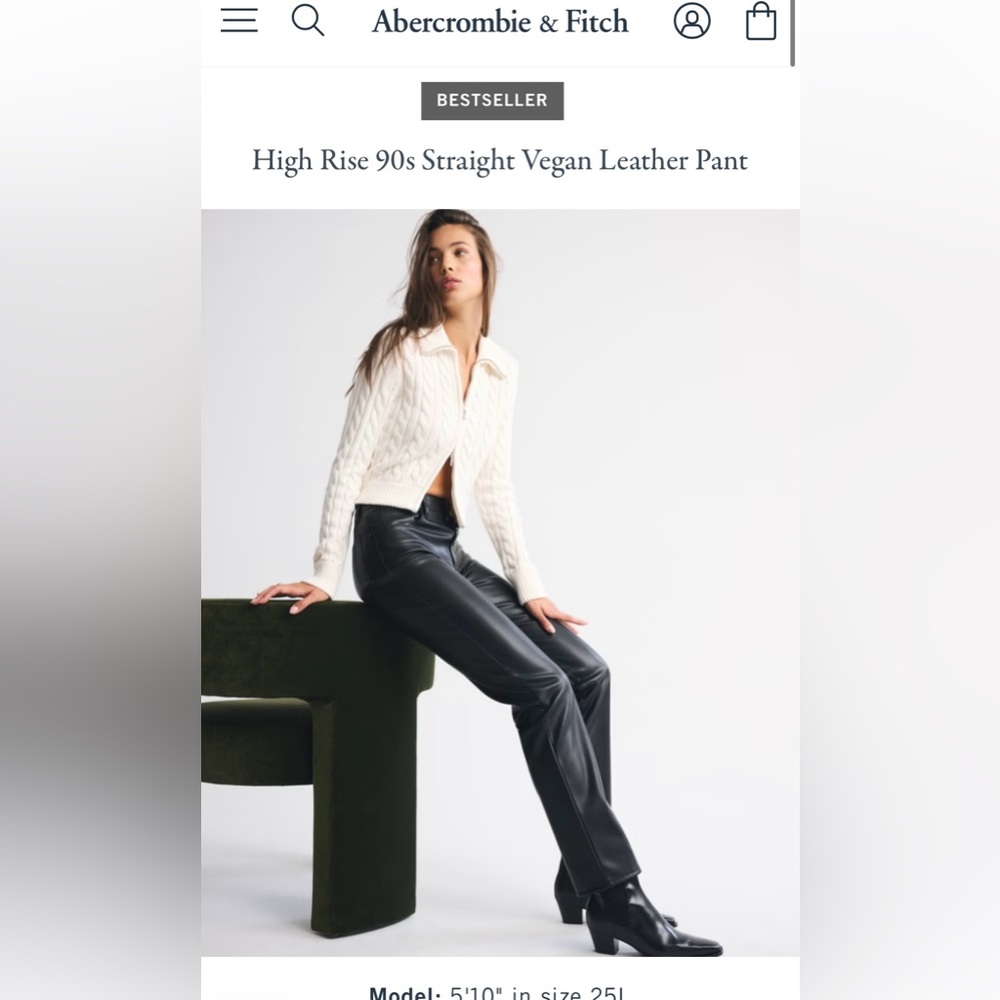 NWT Abercrombie & Fitch Black Vegan Leather Pants